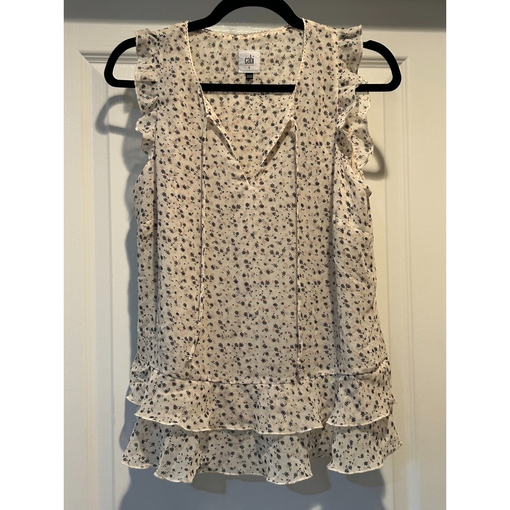 Cabi Size S Tiered Layers Sleeveless Floral Blouse Tank Top Flowy Whimsy Y2K